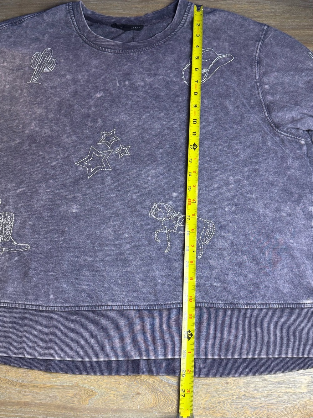 Jane & Delancey Gray Mineral Wash Sweatshirt with Embroidered Western Motifs - Picture 13 of 14
